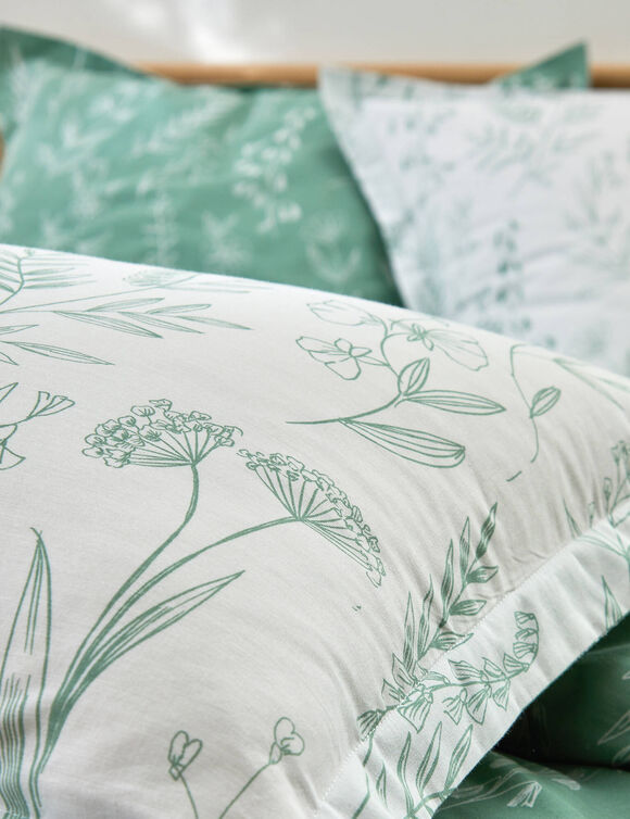 Linge de lit Alessia en coton imprimé fleuri (vert) Linge de lit Alessia en coton imprimé fleuri (vert)